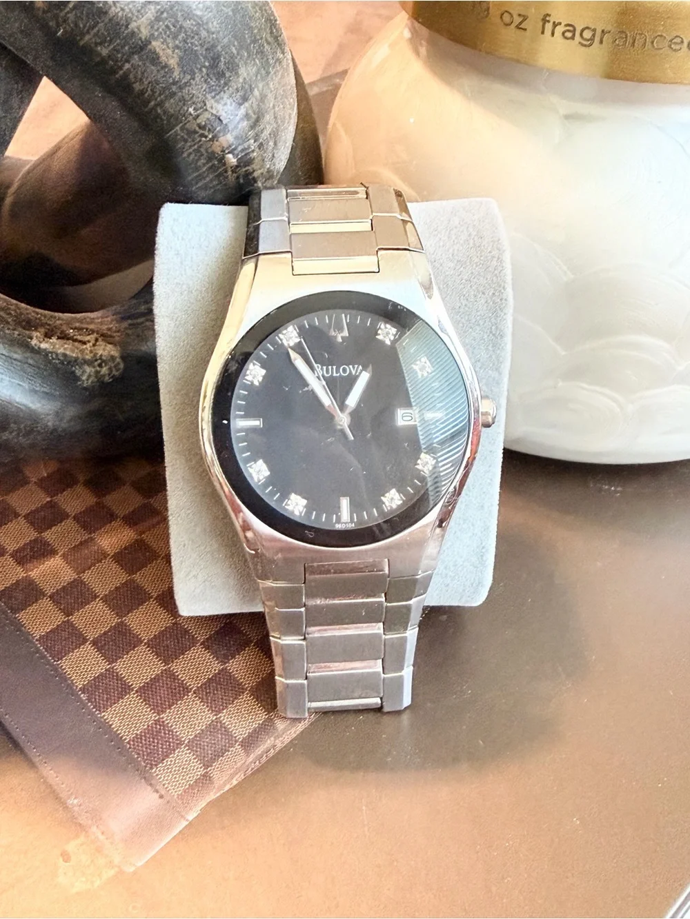Bulova Men’s Stainless Steel Black Dial Dress Watch